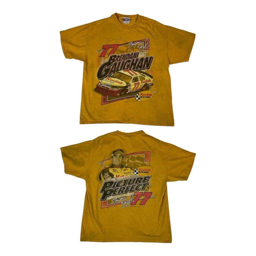 Vintage Brendan Gaughan NASCAR T-Shirt Size Large Y2K Double Side Chase Stained